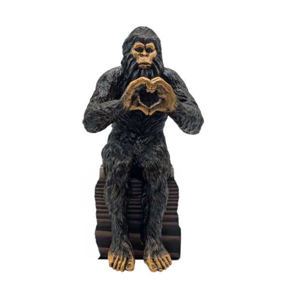 Bigfoot Heart-Hands Sign Decorative Sasquatch Yeti Statue/Figurine Indoor/Outdoor Sculpture for Patio, Deck, Home, Office 10 in H Shelf Sitter Figurine – Natural